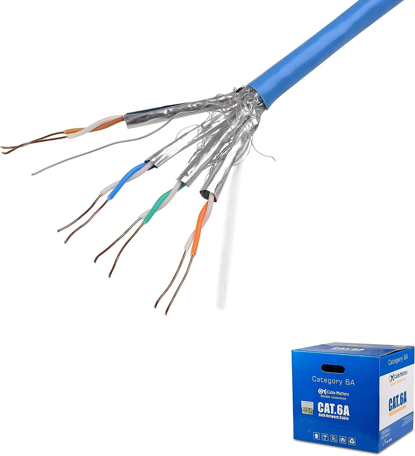 Cable Matters 10Gbps UL-zertifiziertes In-Wall (cm) blankes Kupfer abgeschirmtes Cat 6A Kabel
