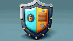 Ein Cartoon-Schild mit einem Schloss-Symbol in der Mitte, das die Netzwerksicherheit gegen APTs darstellt