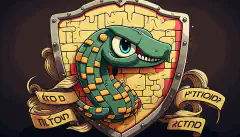 Ein Cartoon-Schild mit dem Wort Python als Symbol für sichere Kodierungsstandards