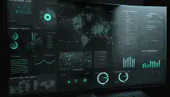 Ein Computerbildschirm, der eine Übersicht über die Cybersicherheit mit Grafiken und Diagrammen anzeigt, die den Sicherheitsstatus eines Netzwerks widerspiegeln