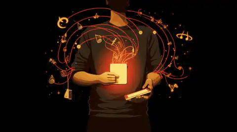 Eine symbolische Illustration einer Person, die ein Wi-Fi-Signal in der Hand hält und Geldsymbole in ihre Tasche fließen lässt.